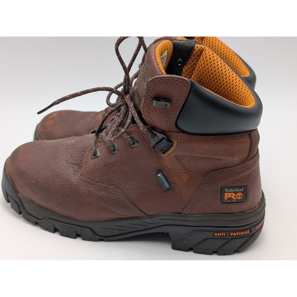 Timberland PRO Work Boots Mens 9W Brown Alloy Toe Waterproof Leather Rugged